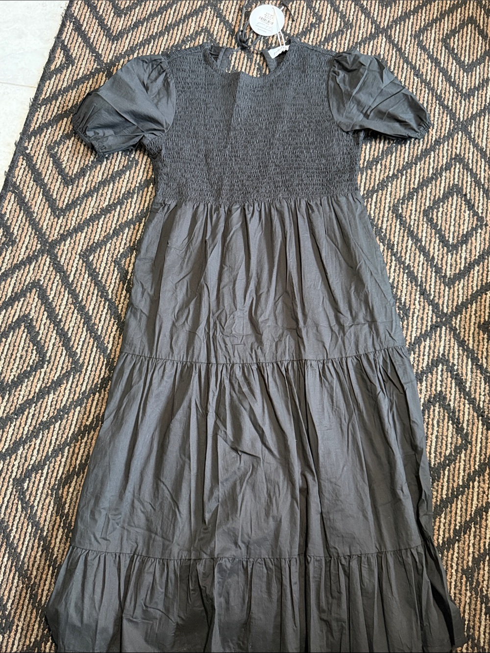 Petal & Pup Black Smocked Bodice Tiered Maxi Dress